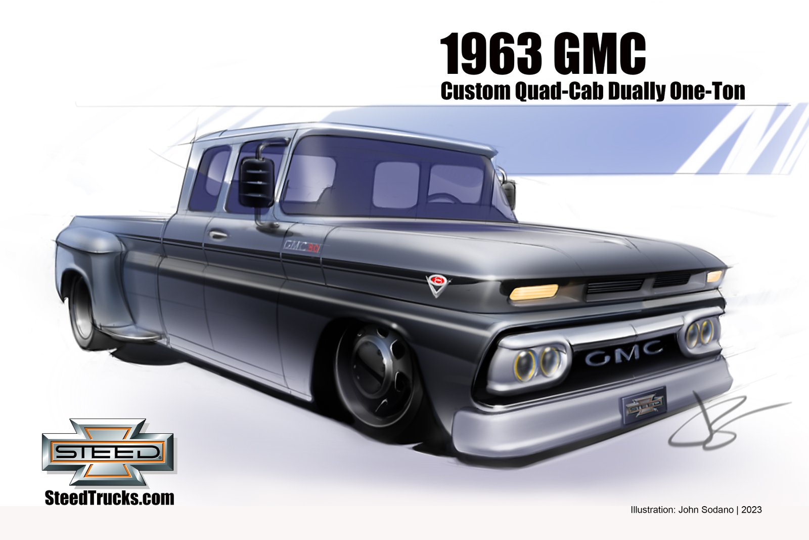 1963 GMC RESTO-MOD 1-TON DUALLY SUICIDE DOOR QUAD-CAB BLACK ICE 4000